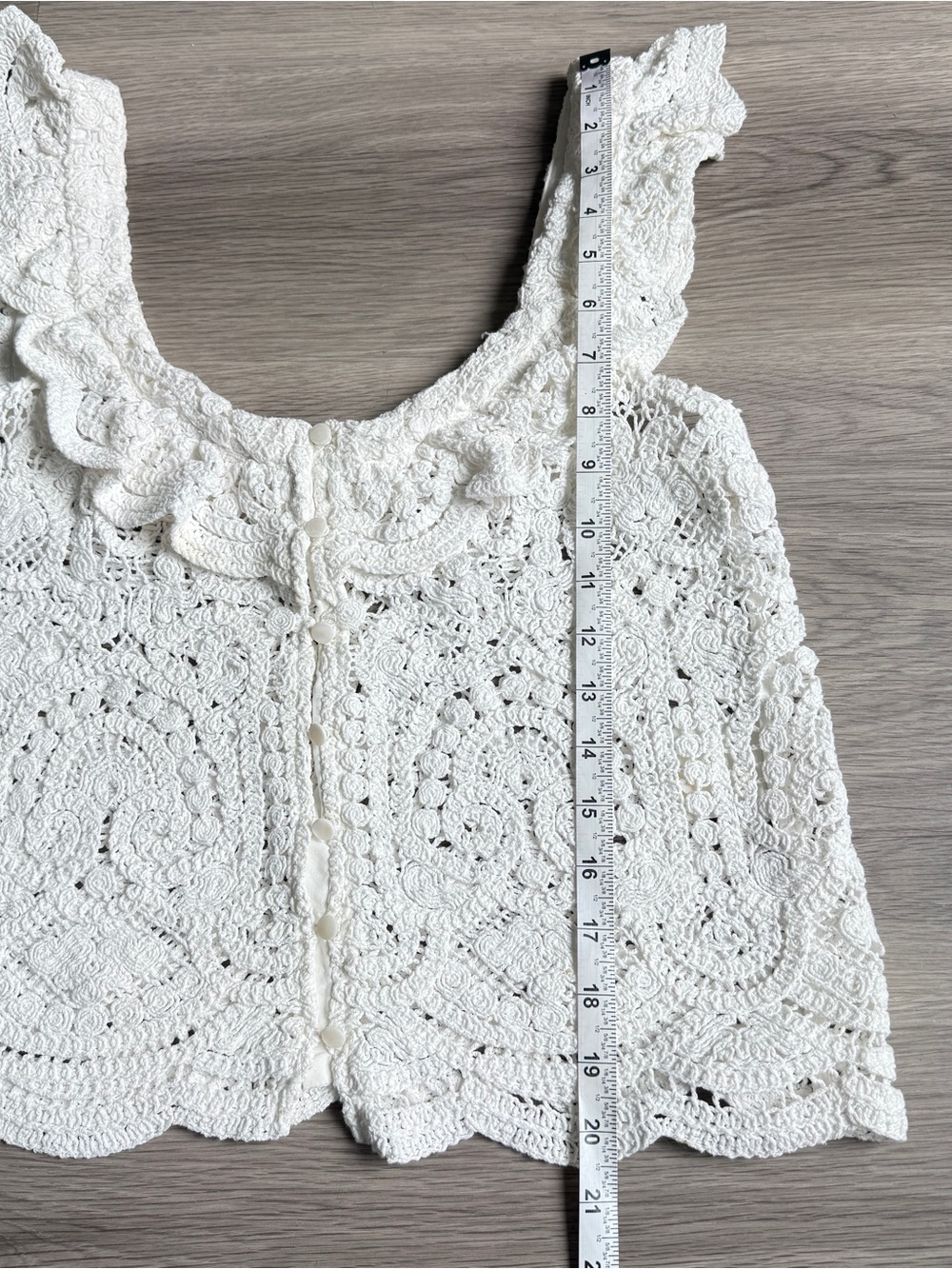Sézane White Crochet Lace Button Top | Size 38 (US 6) - Picture 7 of 9